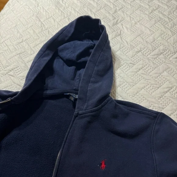 Polo Ralph Lauren Navy Blue Red Horse Youth XL 18/20 Zippered Hoodie Sweatshirt - Picture 4 of 9
